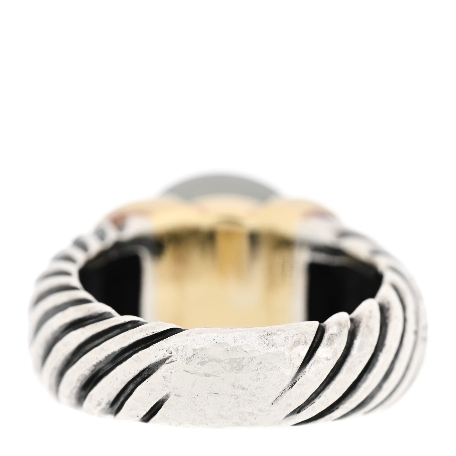 David Yurman Sterling Silver 18K Yellow Gold Tahitian Pearl 13mm Cable Ring 57 8 4 of 5