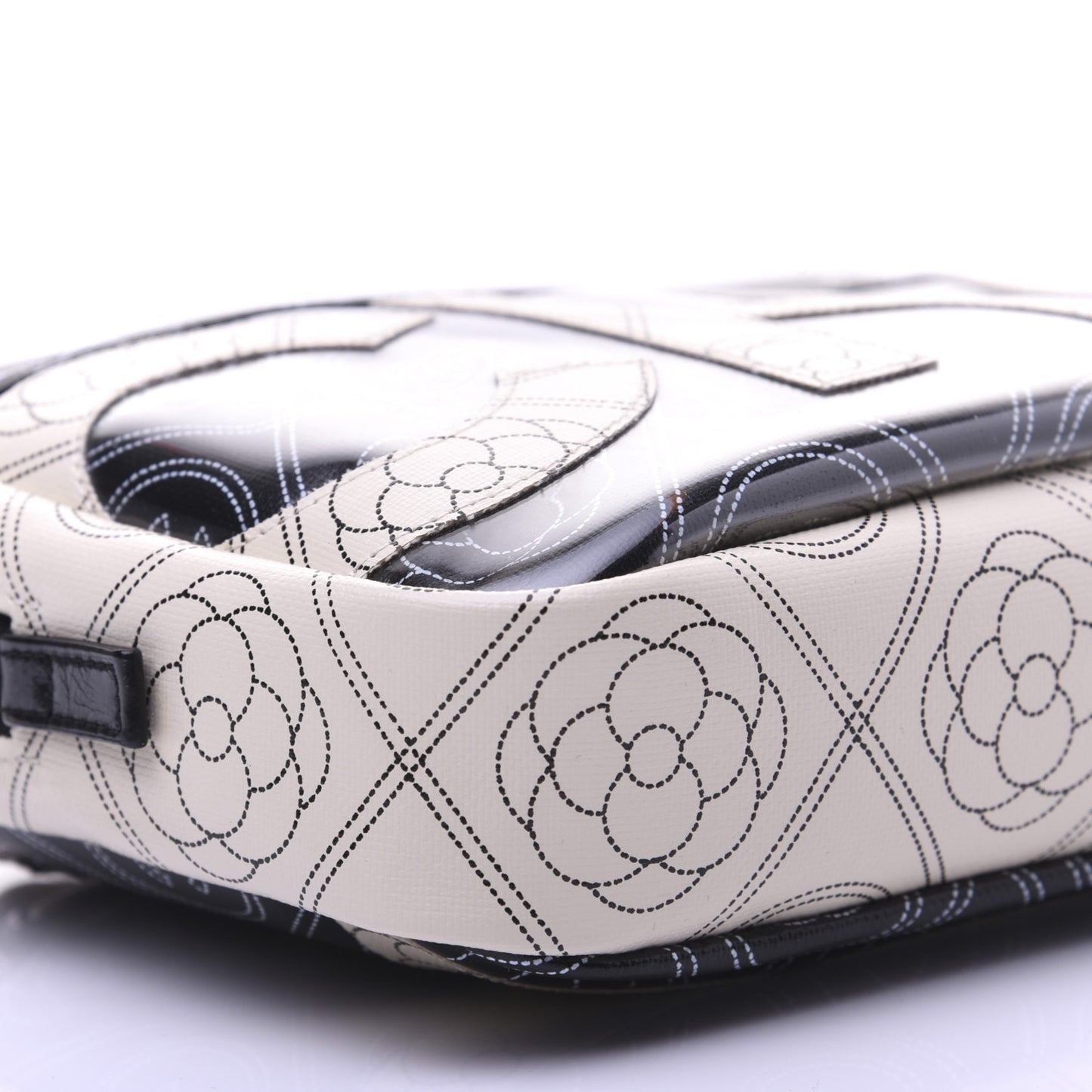 Coated Canvas Calfskin Camellia Printed Camera Case Black Beige