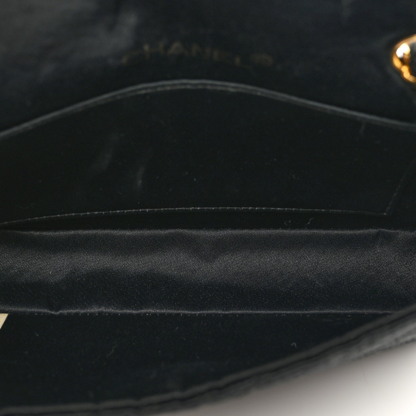 Satin Double Stitched Mini Single Flap Black