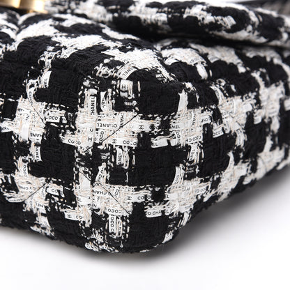 Chanel Tweed Quilted Large 19 Flap Black Ecru White 8 of 10