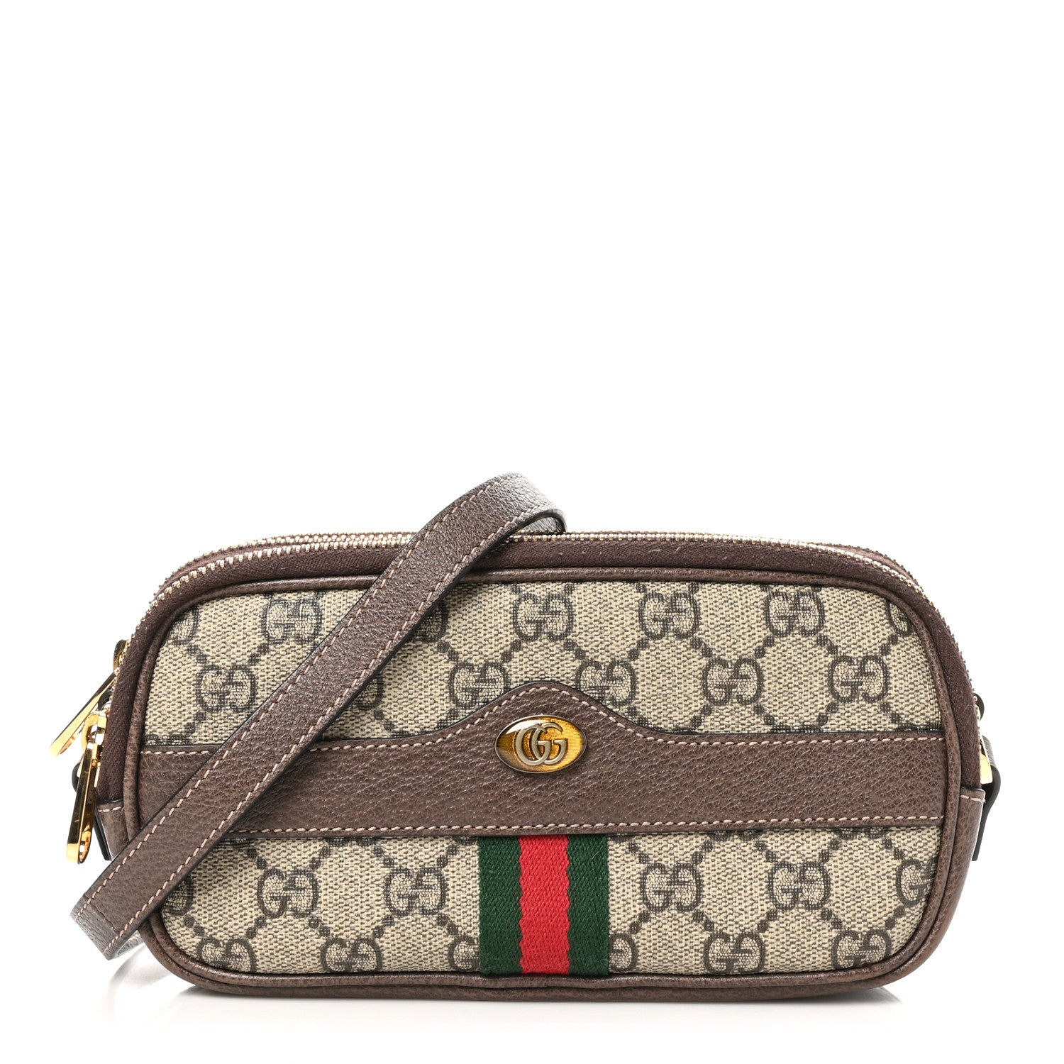 Gucci GG Supreme Monogram Web Mini Ophidia GG Bag Brown 1 of 10