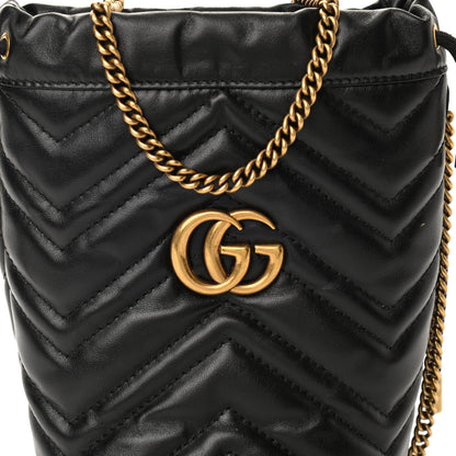 Gucci Calfskin Matelasse Mini GG Marmont 2.0 Bucket Bag Black 7 of 9