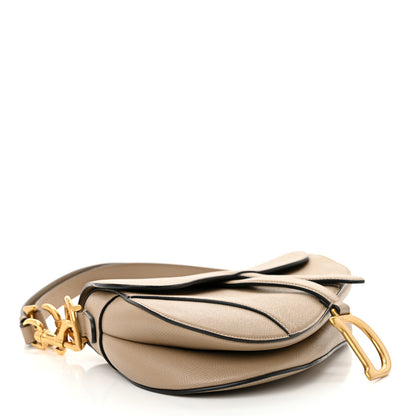 Christian Dior Grained Calfskin Saddle Bag With Strap Warm Taupe 4 of 13