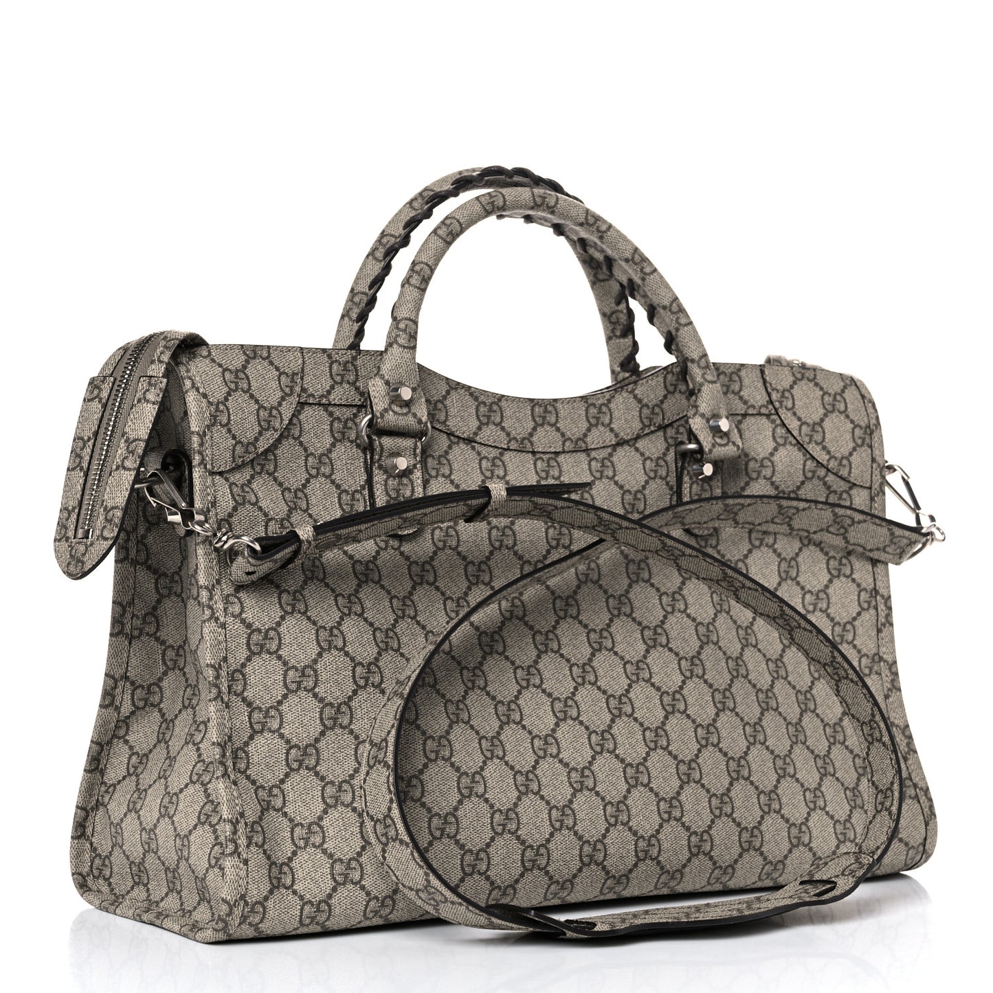 X GUCCI GG Supreme Monogram Neo Classic Silver Hardware City Beige Ebony