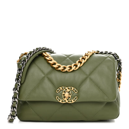 Chanel Lambskin Quilted Medium Chanel 19 Flap Green 1 of 11