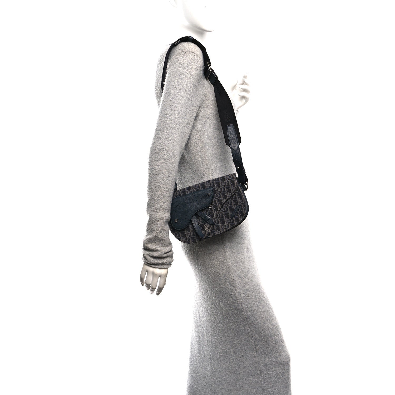 Christian Dior Oblique Saddle Messenger Pouch Blue Black 2 of 10