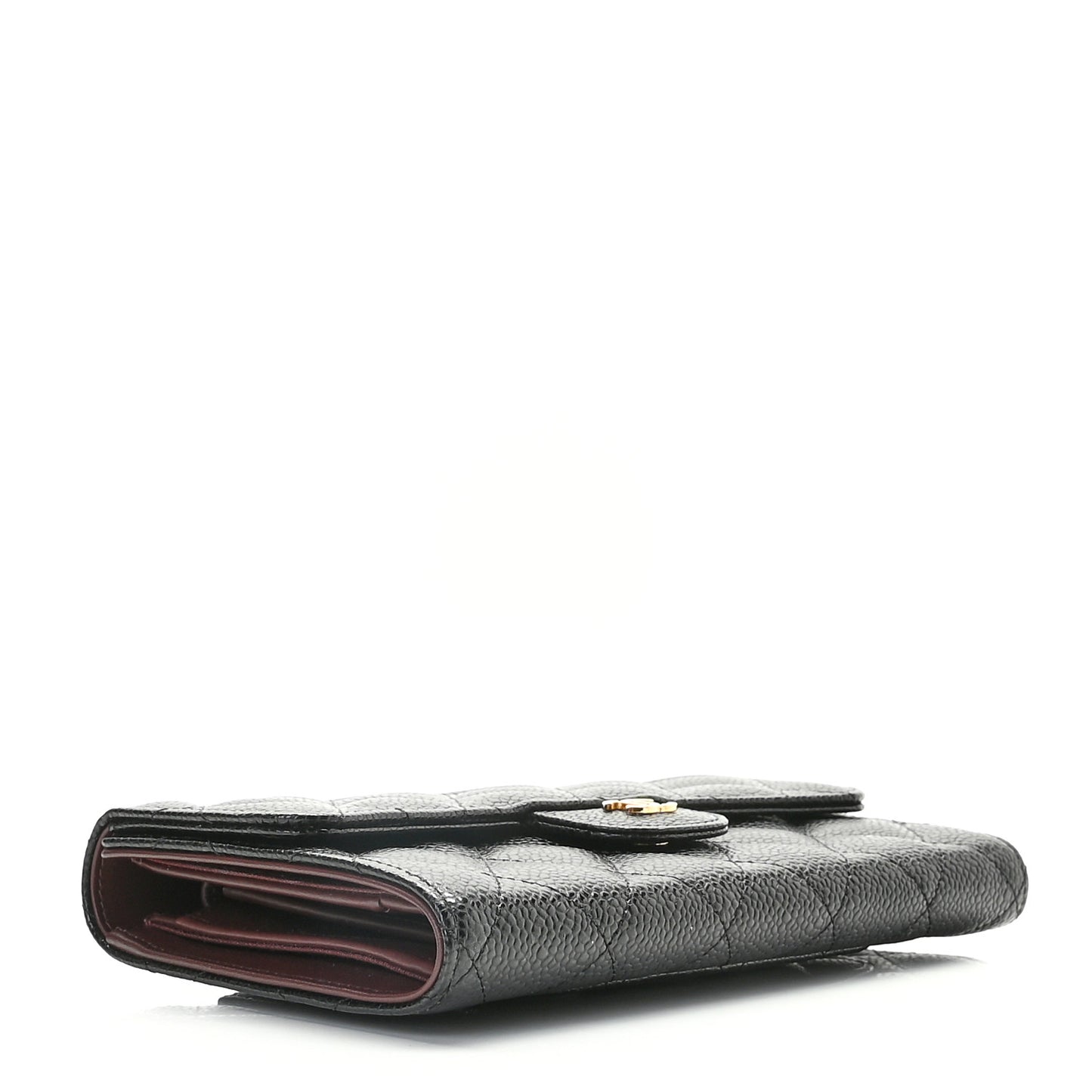 Caviar Quilted Large Flap Wallet Black