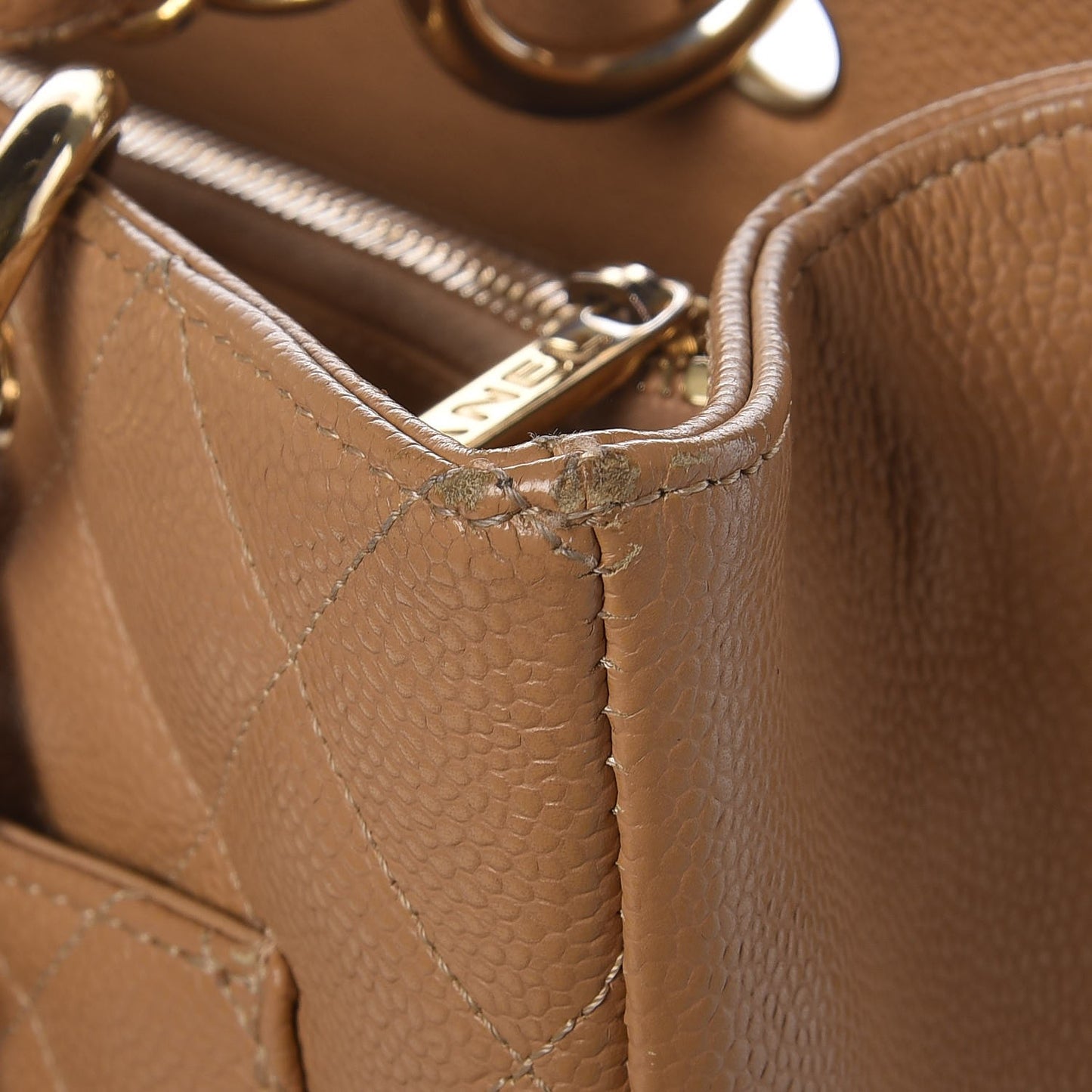 Caviar Quilted Grand Shopping Tote GST Beige
