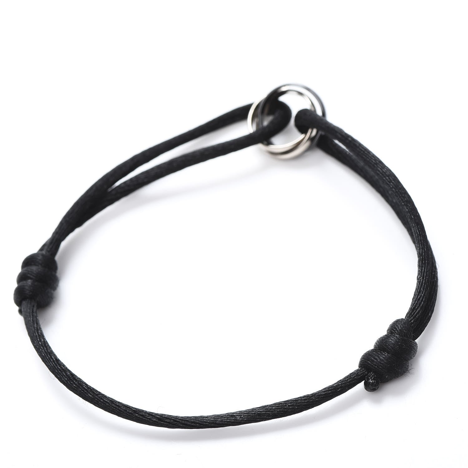Cartier 18K White Gold Ceramic Trinity Cord Bracelet Black 5 of 14