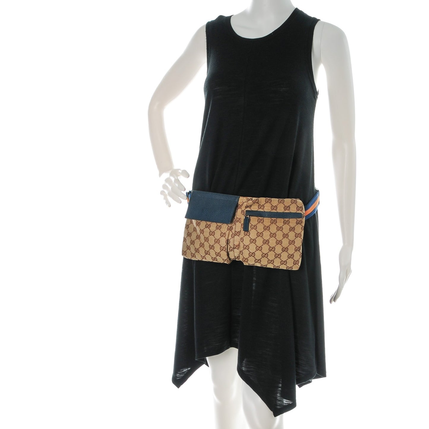 GG Monogram Web Double Pocket Belt Bag Turquoise