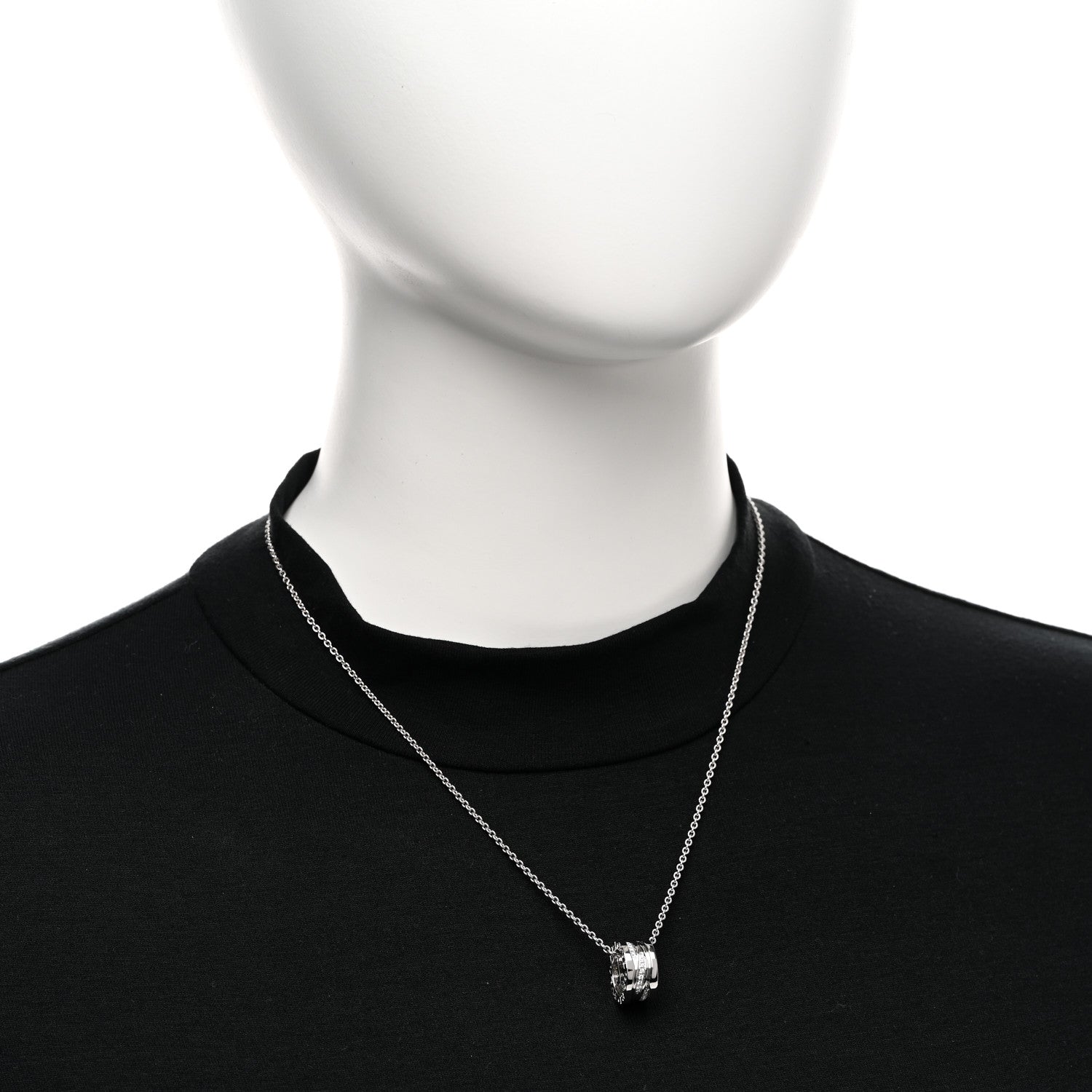 Bulgari 18K White Gold Diamond B.Zero1 Legend Pendant Necklace 2 of 4