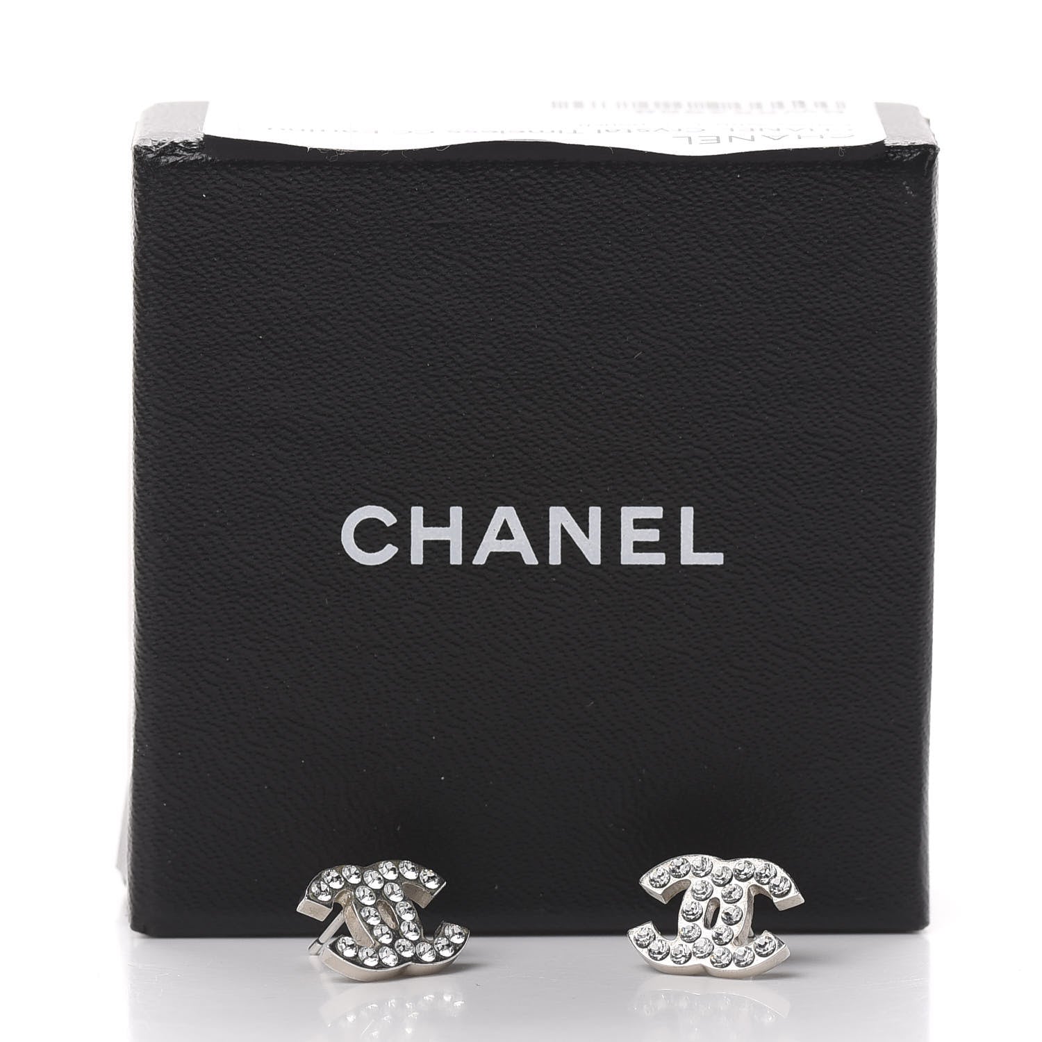 Chanel Crystal Timeless CC Earrings Silver 6 of 6