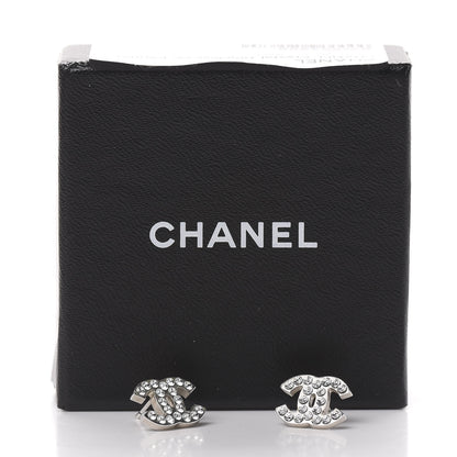 Chanel Crystal Timeless CC Earrings Silver 6 of 6