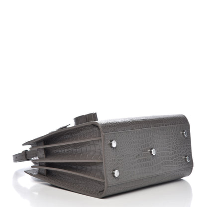 Saint Laurent Calfskin Crocodile Embossed Baby Sac De Jour Fog 4 of 9