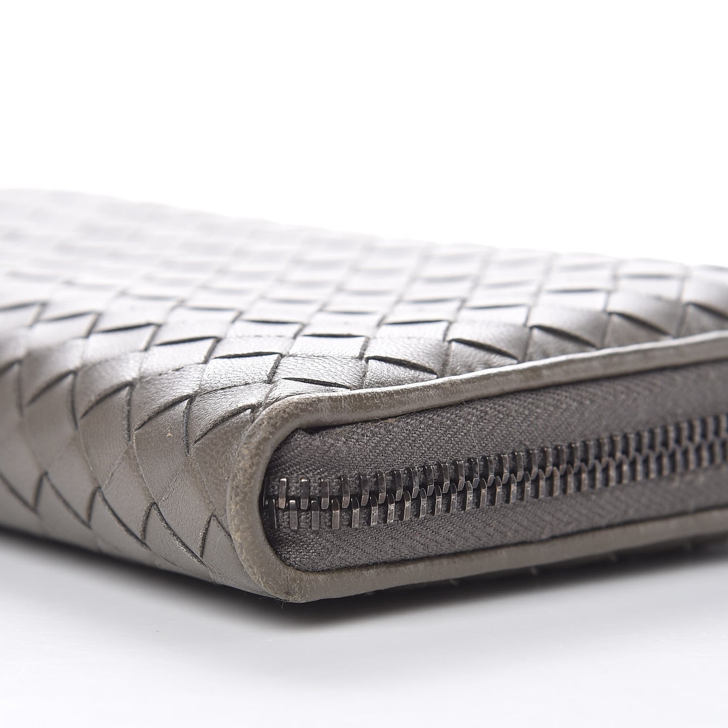 Nappa Intrecciato Zip Around Wallet Shadow