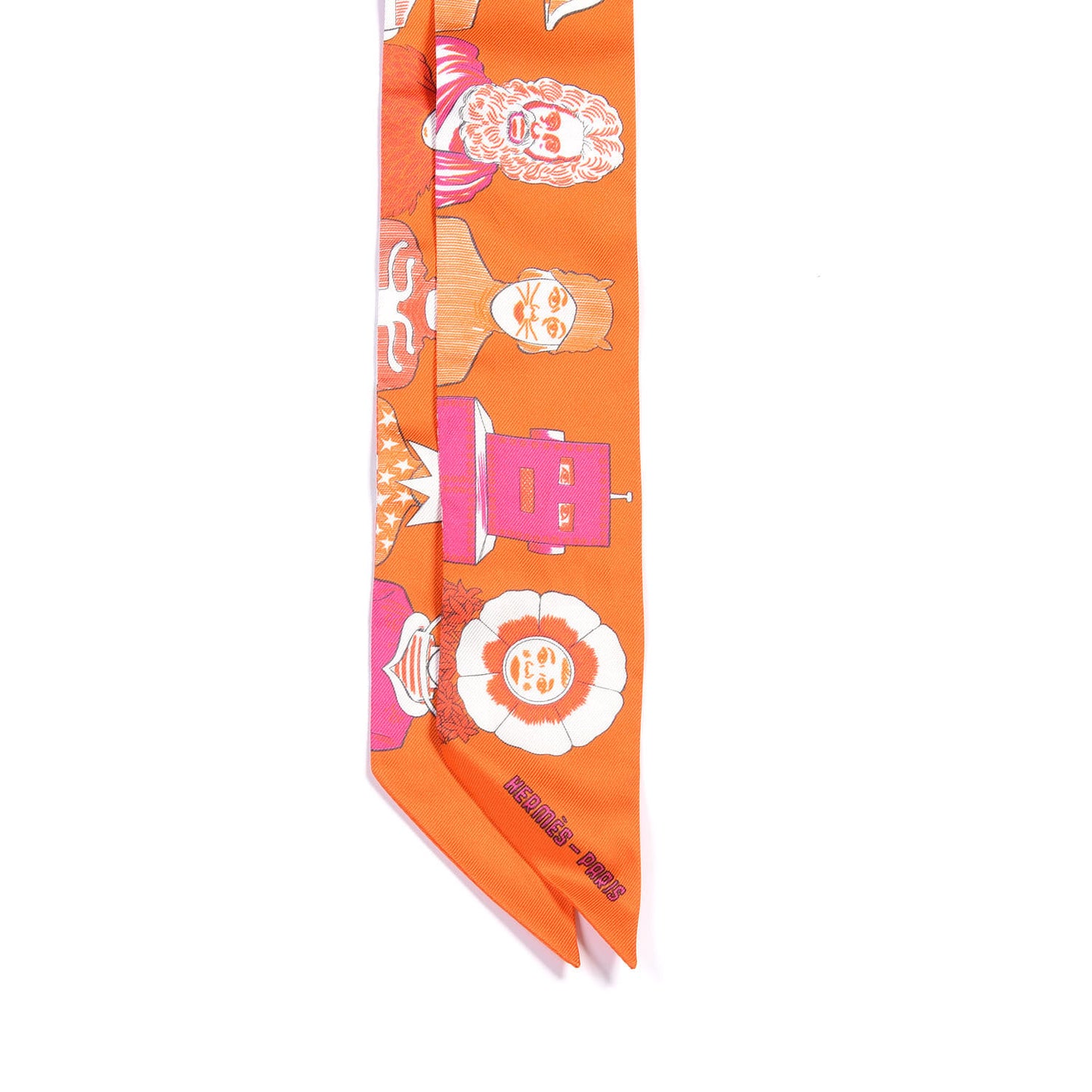 Silk Dress Code Twilly Orange Fuchsia White