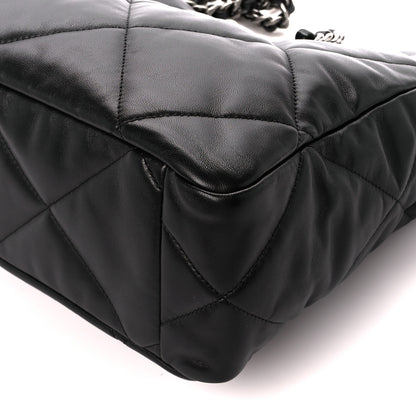 Chanel Lambskin Quilted Chanel 19 East West Shopping Bag Black 10 of 10