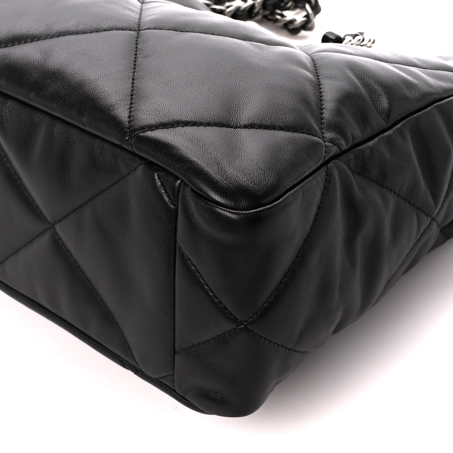Chanel Lambskin Quilted Chanel 19 East West Shopping Bag Black 10 of 10