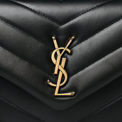 Saint Laurent Calfskin Y Quilted Monogram Small Loulou Chain Satchel Black 7 of 9