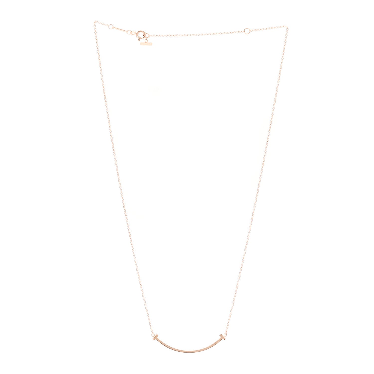 Tiffany 18K Rose Gold Small T Smile Pendant Necklace 3 of 6