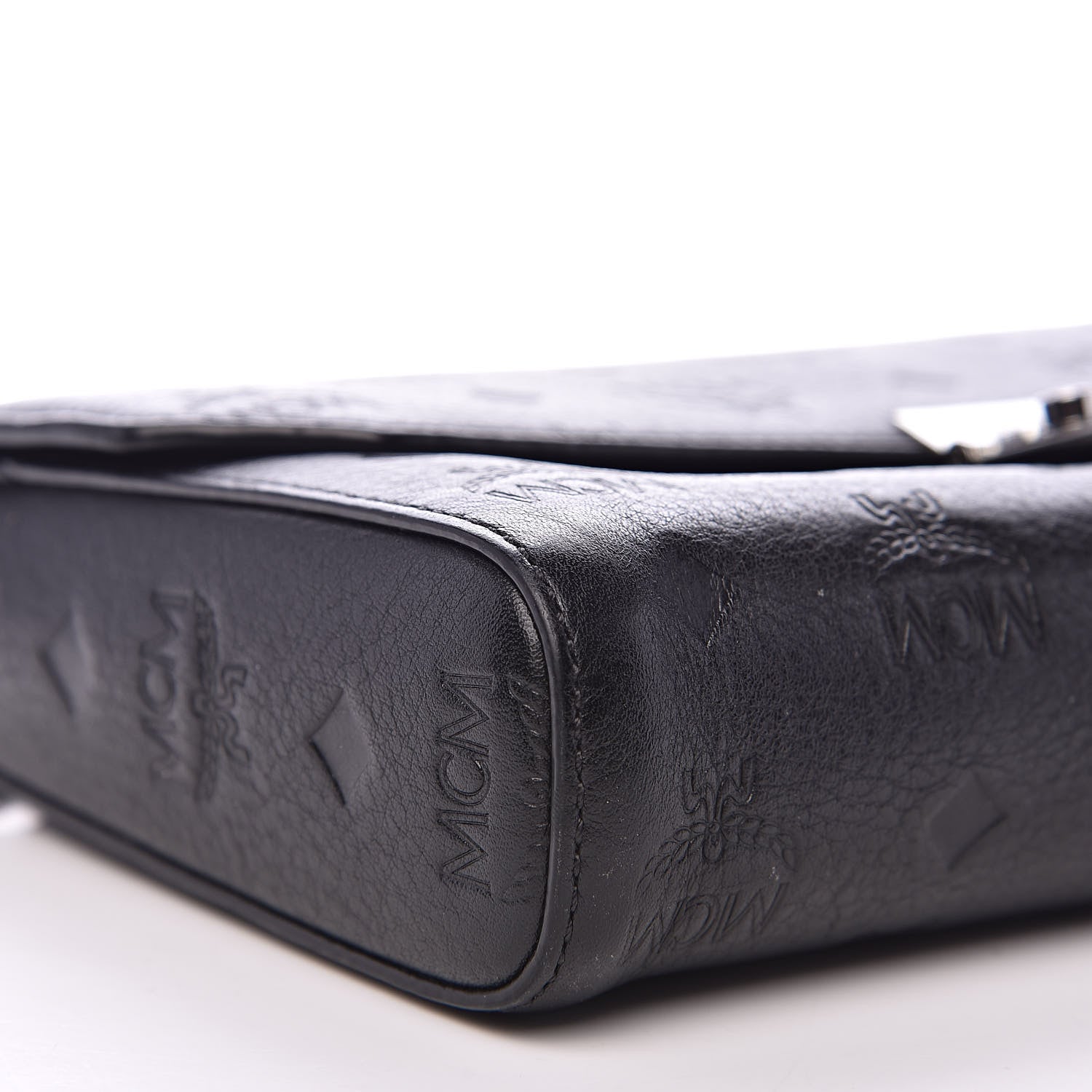MCM Calfskin Ottomar Monogram Medium Millie Crossbody Bag Black 7 of 9