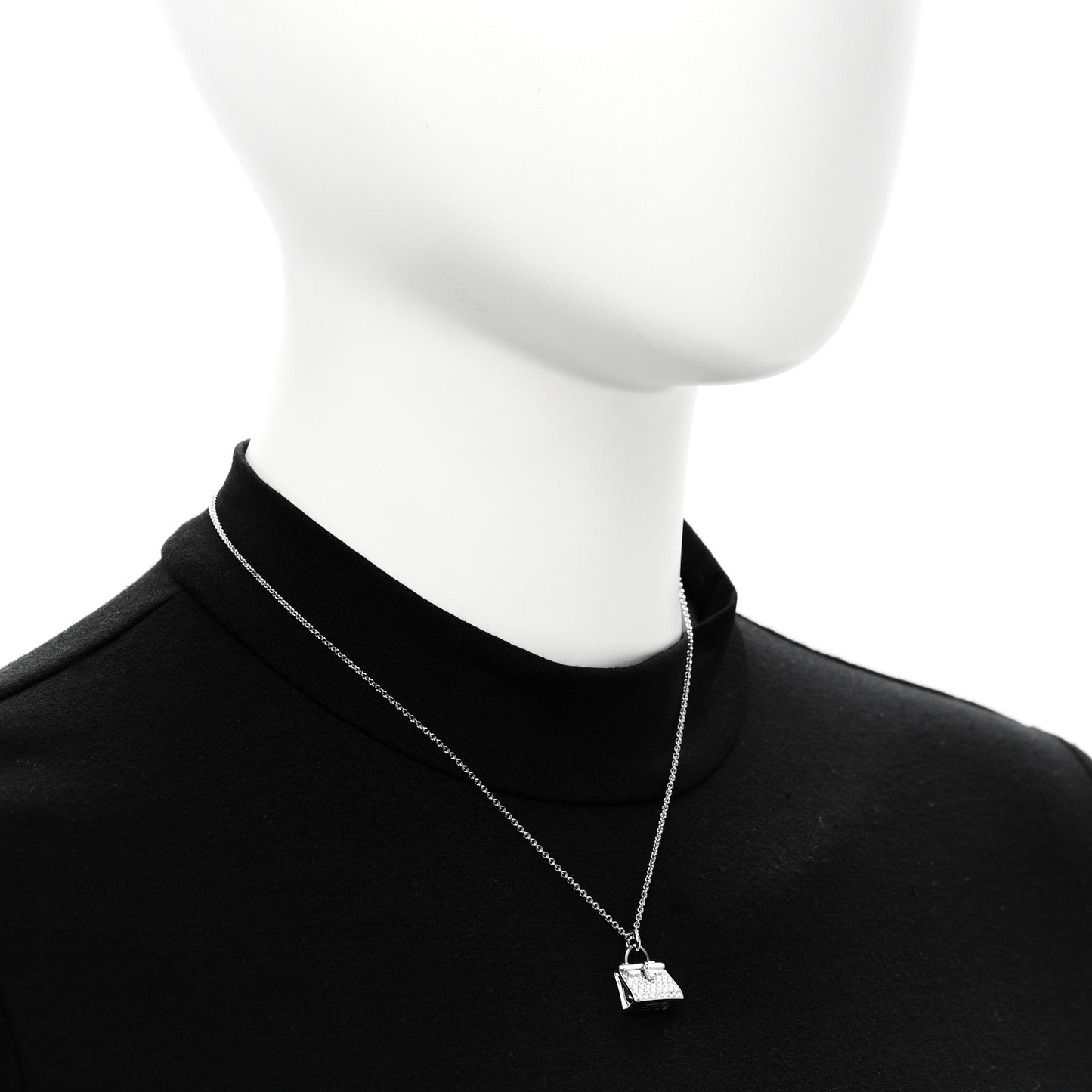 18K White Gold Diamond Kelly Amulette Pendant Necklace
