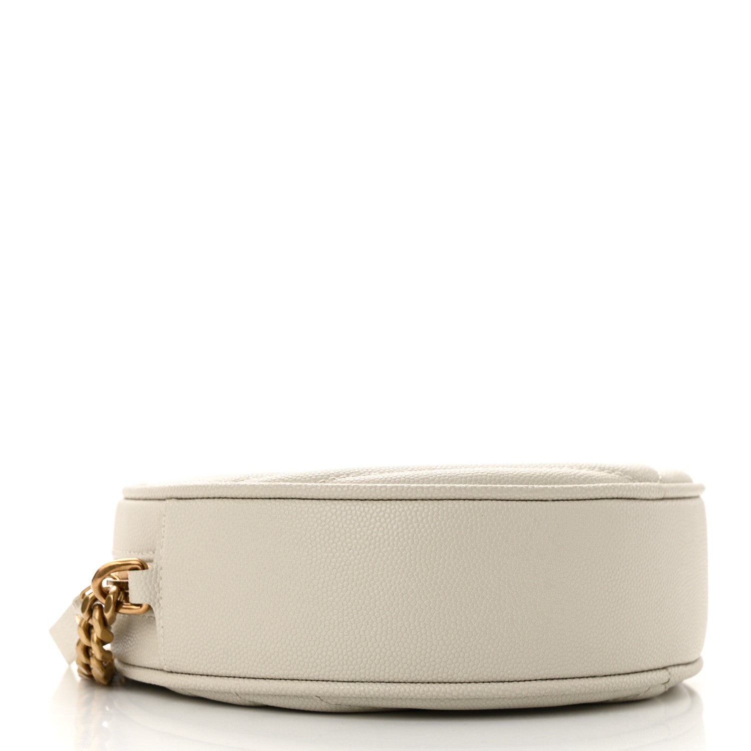 Saint Laurent Grain De Poudre Matelasse Chevron Quilted Round Vinyle Camera Bag Crema Soft 4 of 11