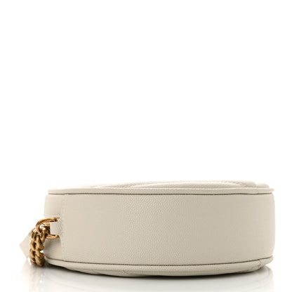 Saint Laurent Grain De Poudre Matelasse Chevron Quilted Round Vinyle Camera Bag Crema Soft 4 of 11