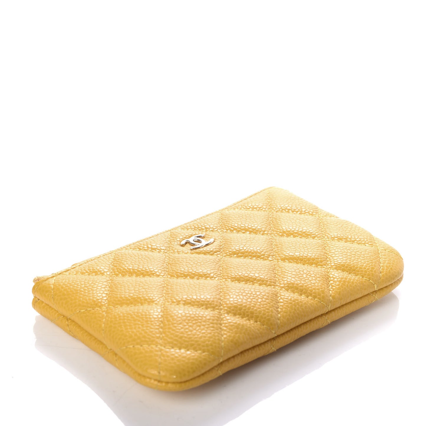 Caviar Quilted Small Cosmetic Case Yellow