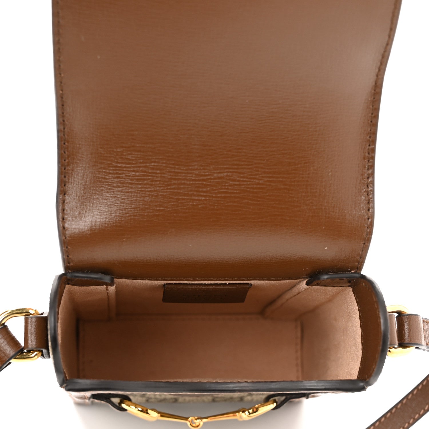 Gucci GG Supreme Monogram Mini Horsebit 1955 Crossbody Bag Beige Brown Sugar 5 of 12