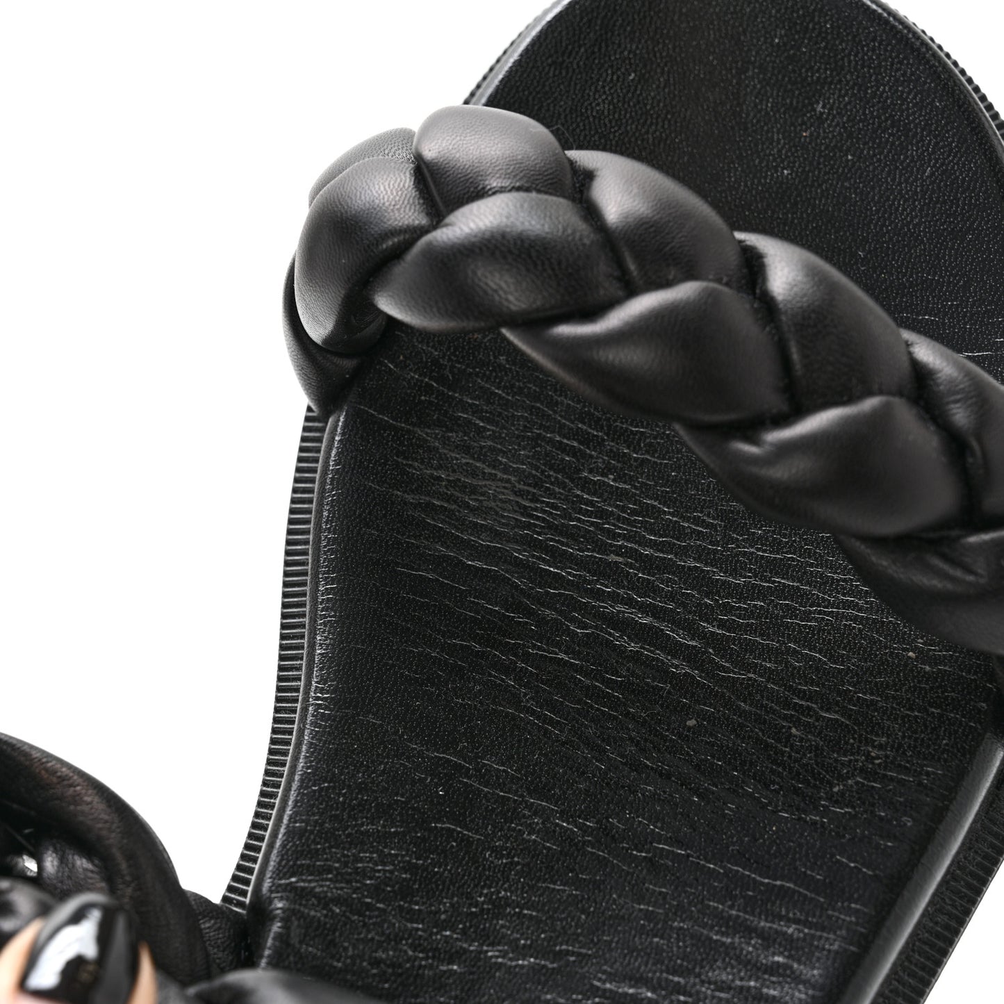 Calfskin Braided Just Brio Slide Sandals 39 Black