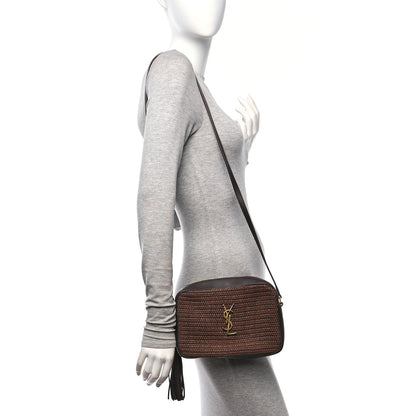 Saint Laurent Raffia Canvas Monogram Lou Camera Bag Dark Chocolate 2 of 13