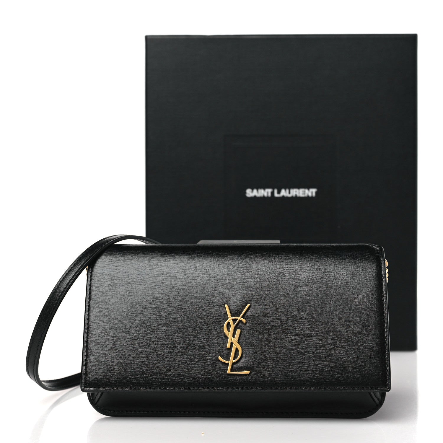 Saint Laurent Smooth Calfskin Monogram Phone Holder Crossbody Black 9 of 9