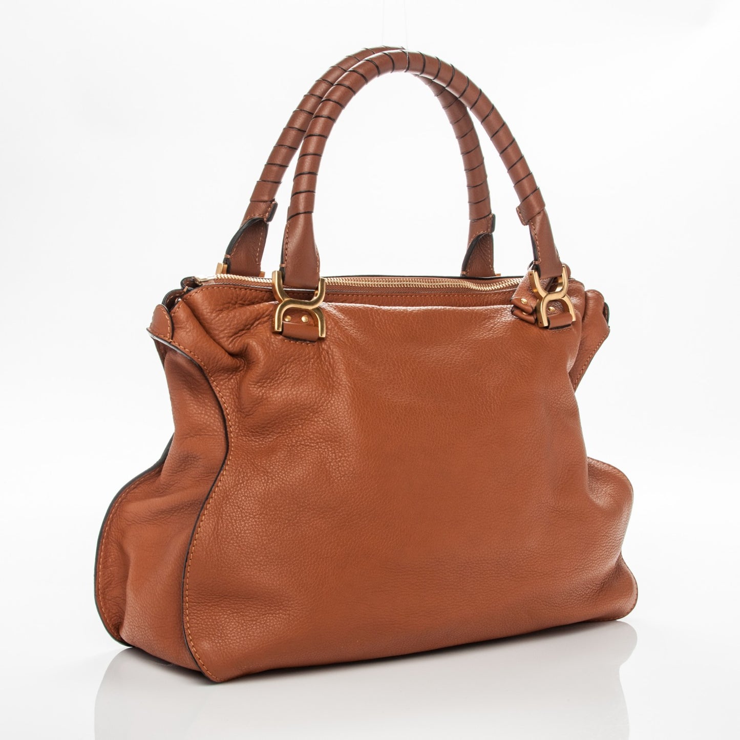 Calfskin Large Marcie Satchel Tan