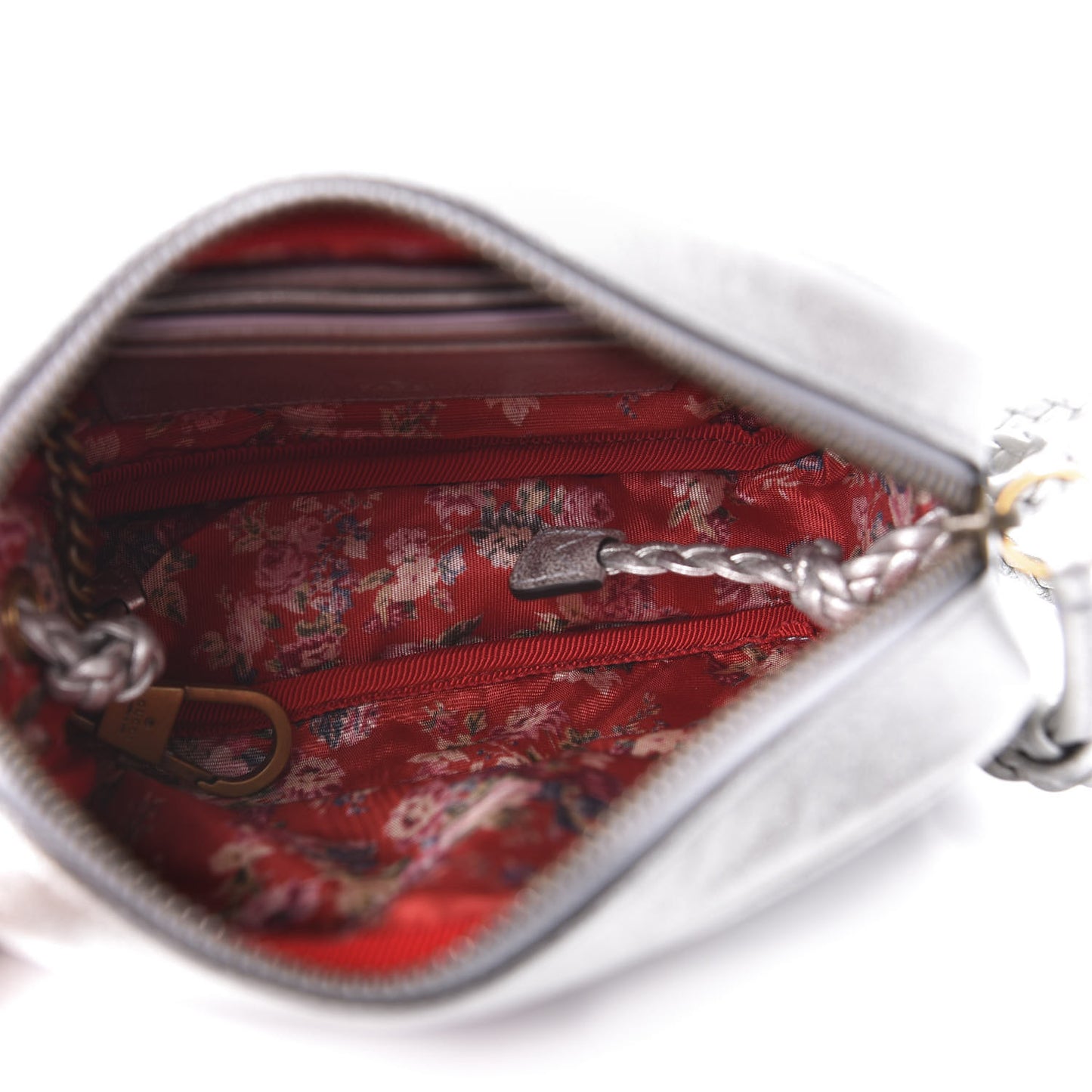 Laminated Nappa Web Trapuntata Mini GG Shoulder Bag Argento