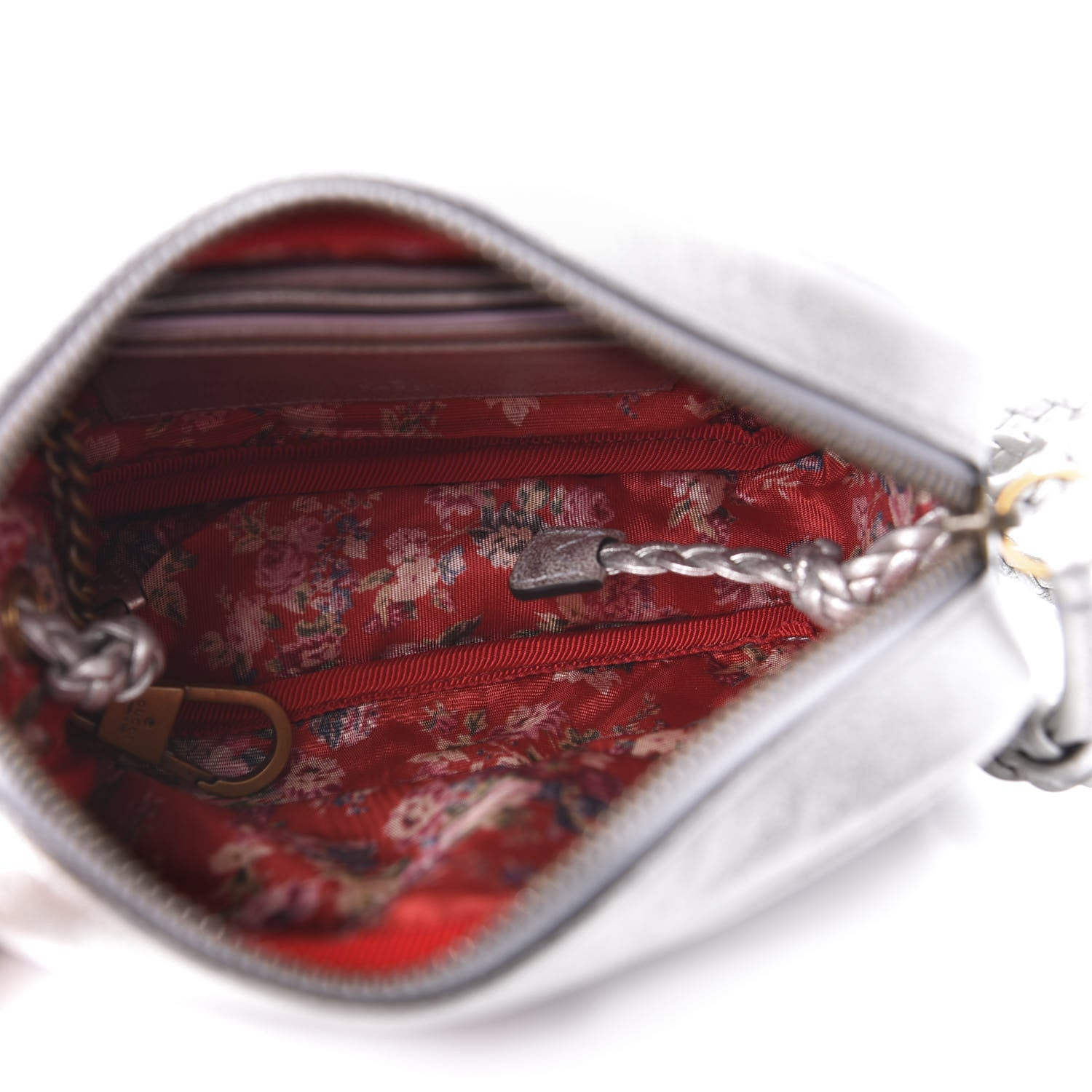 Gucci Laminated Nappa Web Trapuntata Mini GG Shoulder Bag Argento 5 of 12