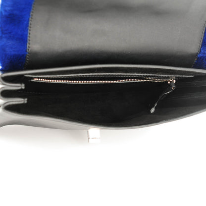 Proenza Schouler Sheephair Calfskin Suede PS Elliot Clutch Cobalt Black 5 of 6