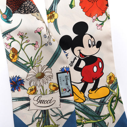 Gucci X DISNEY Silk Twill Mickey Lac Neck Bow Scarf Ivory Blue 3 of 3