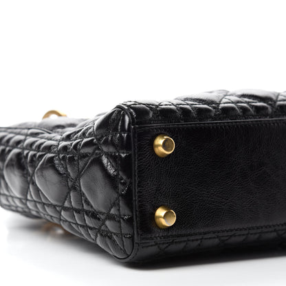 Christian Dior Crinkled Patent Cannage Small Lucky Badges My Lady Dior Black 6 of 10