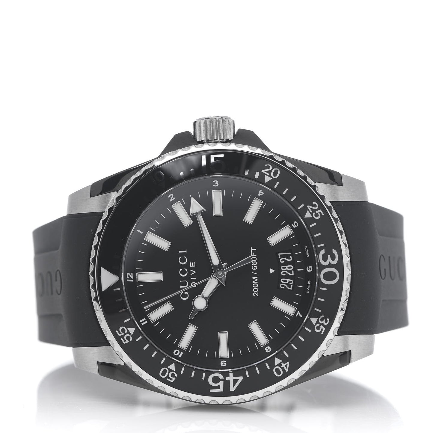 Stainless Steel Rubber 45mm Dive Quartz Watch Black