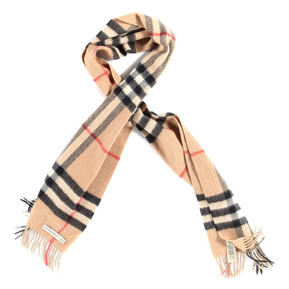 Burberry Cashmere Giant Heritage Check Fringe Scarf Camel 1 of 4