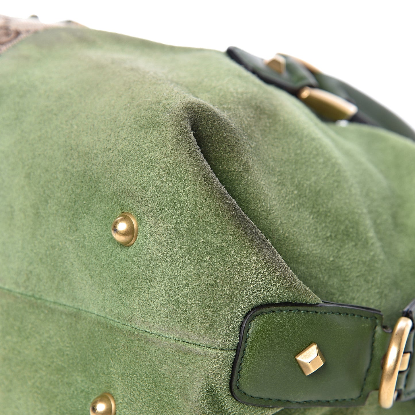 Suede Monogram Small Boston Green