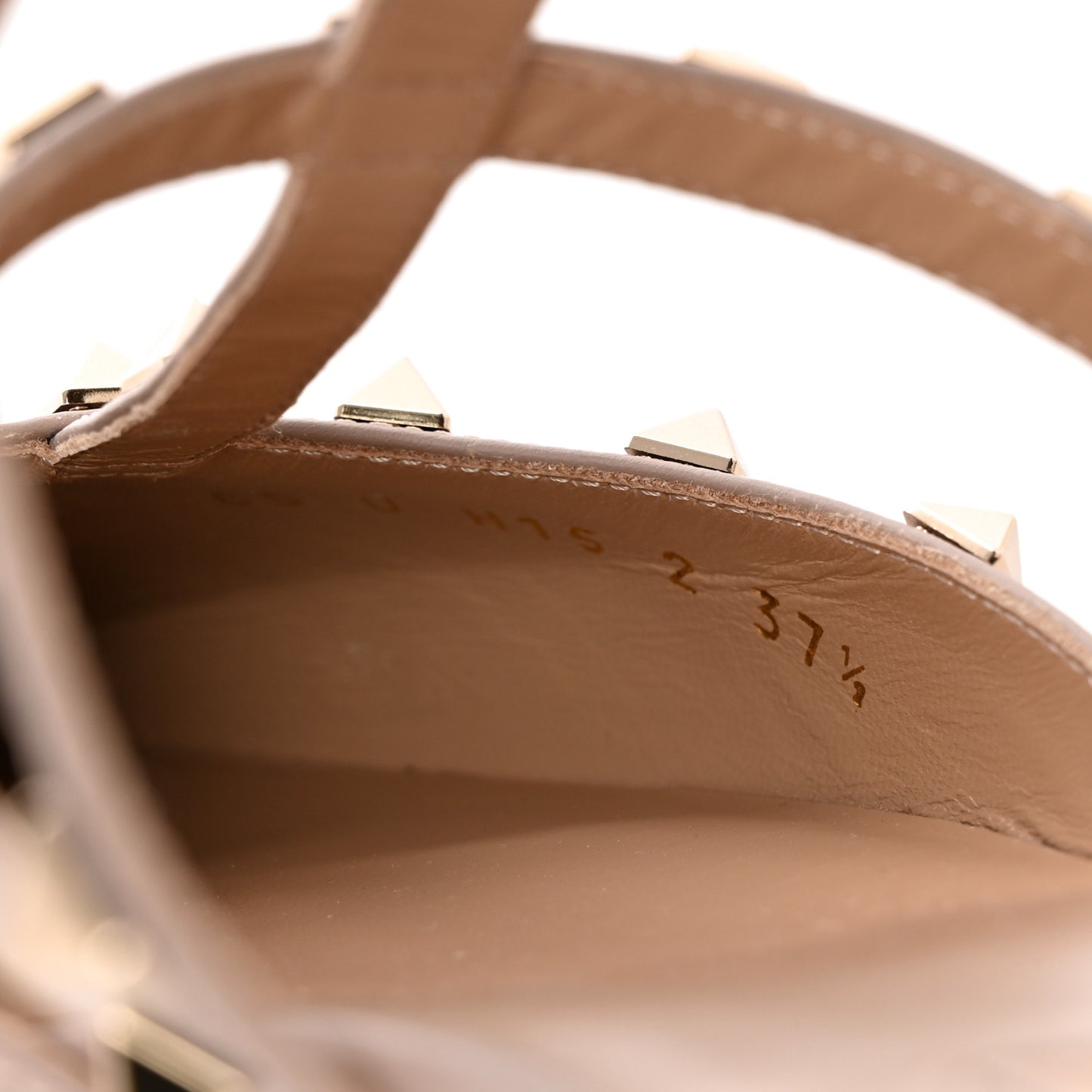 Pebbled Calfskin Rockstud Flat Cage Mules 37.5 Poudre