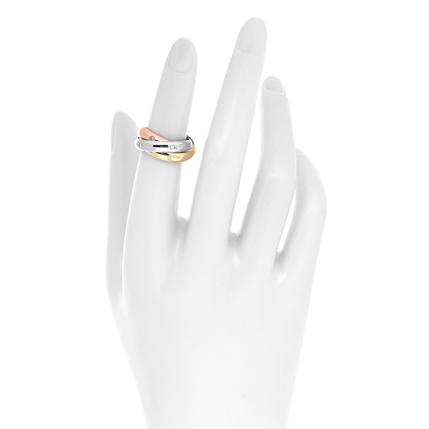18K Pink Yellow White Gold Diamond Trinity Ring 49 4.75