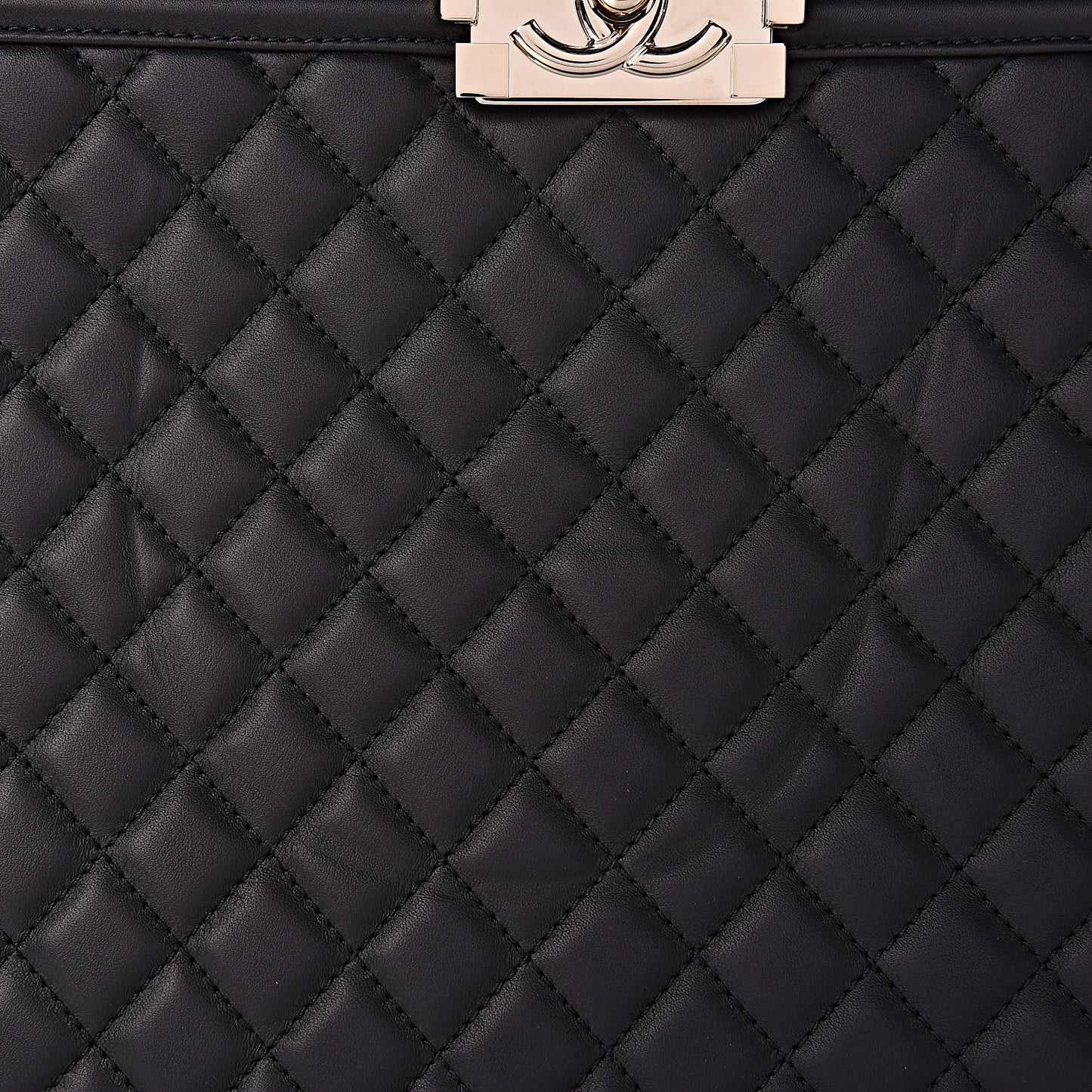 Calfskin Quilted Boy Shopping Tote Black