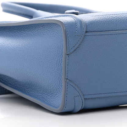 Celine Drummed Calfskin Nano Luggage Azure 13 of 16