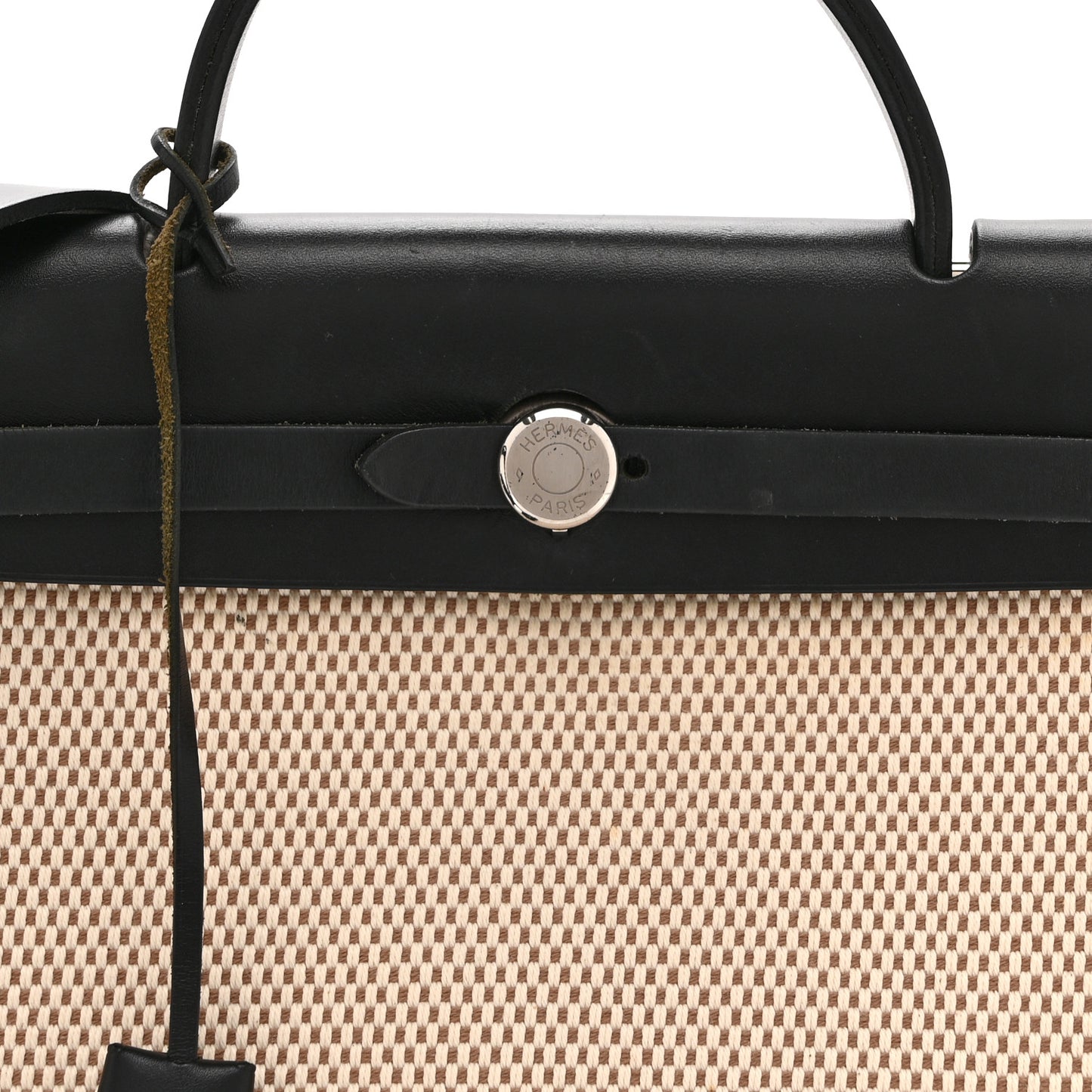 Toile Vache Calfskin Herbag 30 PM Natural Black