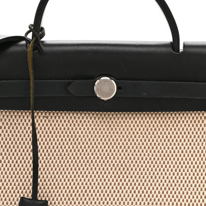 Hermes Toile Vache Calfskin Herbag 30 PM Natural Black 10 of 14