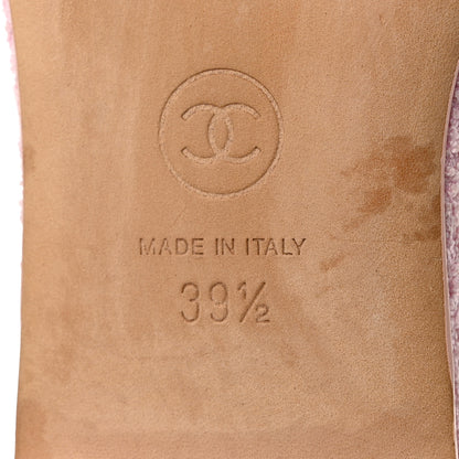 Chanel Tweed Pearl CC Sandals 39.5 Pink 8 of 10