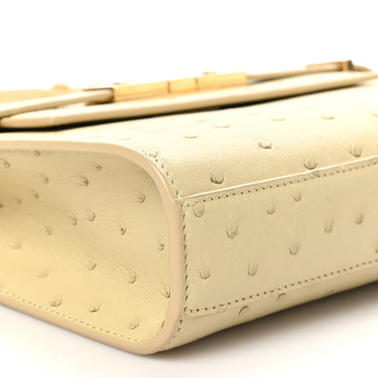 Saint Laurent Ostrich Small Manhattan Baguette  Natural Beurre 9 of 10